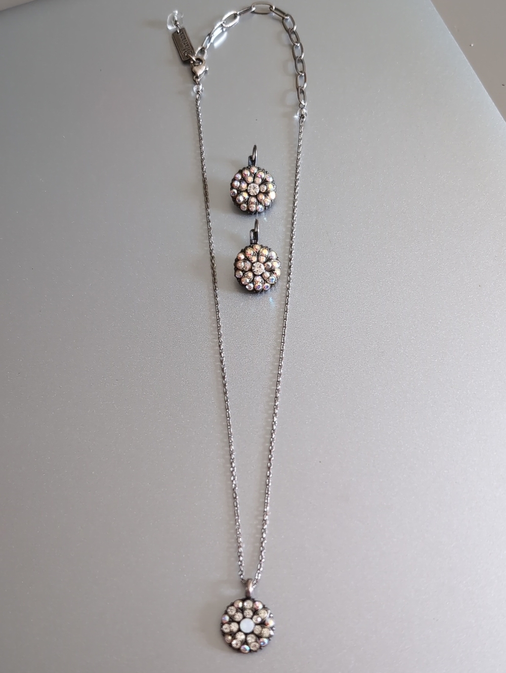 Mariana  Guardian Angel White Crystal  Pendant Necklace & Earrings Set